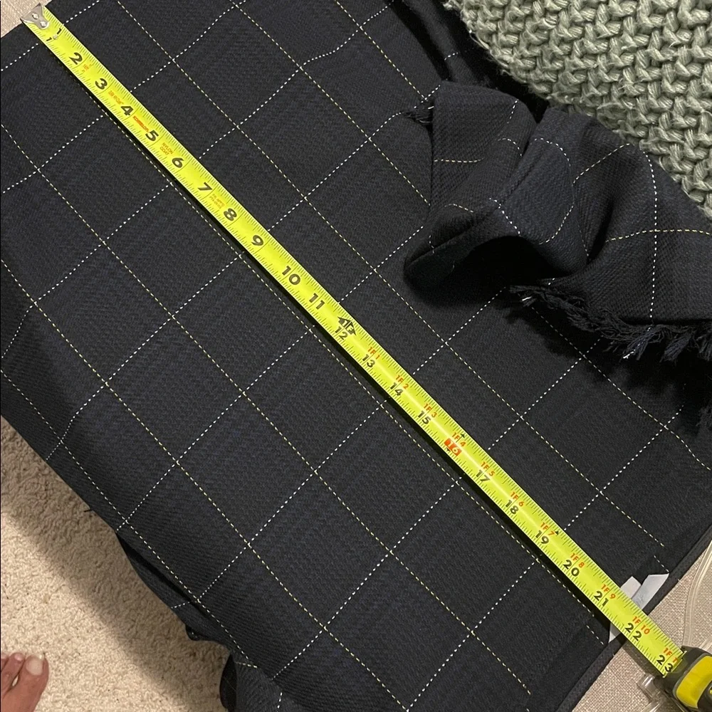 H&M Plaid Top Blouse Women Size 10 Black Blue  Yellow Subtle Decorative Fraying - Picture 12 of 14